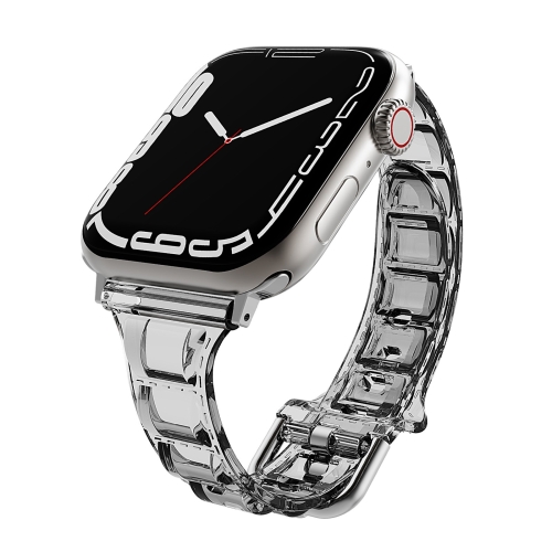 

For Apple Watch 7 45mm Cube Airbag Clear TPU Watch Band(Black)