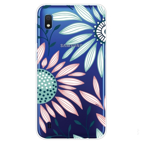 For Samsung Galaxy A10 Coloured Drawing Pattern Highly Transparent TPU Protective Case(Flower)