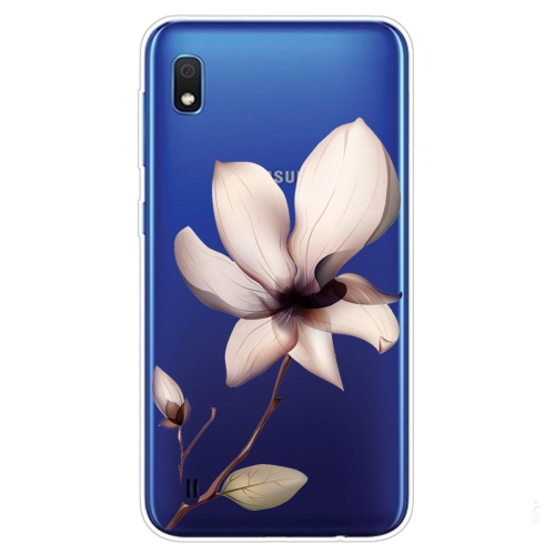 For Samsung Galaxy A10 Coloured Drawing Pattern Highly Transparent TPU Protective Case(Lotus)