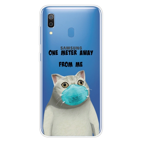 For Samsung Galaxy A30 Coloured Drawing Pattern Highly Transparent TPU Protective Case(Mask Cat)