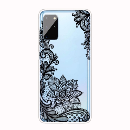 For Samsung Galaxy A41 Coloured Drawing Pattern Highly Transparent TPU Protective Case(Black Rose)