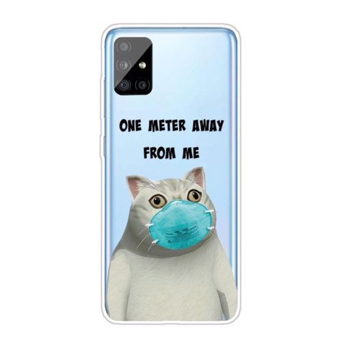 For Samsung Galaxy A51 Coloured Drawing Pattern Highly Transparent TPU Protective Case(Mask Cat)