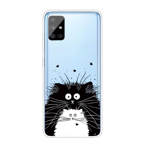 For Samsung Galaxy A51 Coloured Drawing Pattern Highly Transparent TPU Protective Case(Black White Rat)