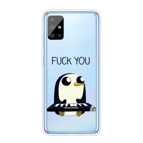 For Samsung Galaxy A71 Coloured Drawing Pattern Highly Transparent TPU Protective Case(Penguin)
