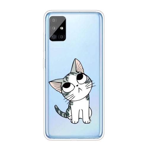 For Samsung Galaxy A71 5G Coloured Drawing Pattern Highly Transparent TPU Protective Case(Cat)