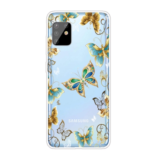 For Samsung Galaxy A81 / Note 10 Lite Coloured Drawing Pattern Highly Transparent TPU Protective Case(Golden Butterfly)