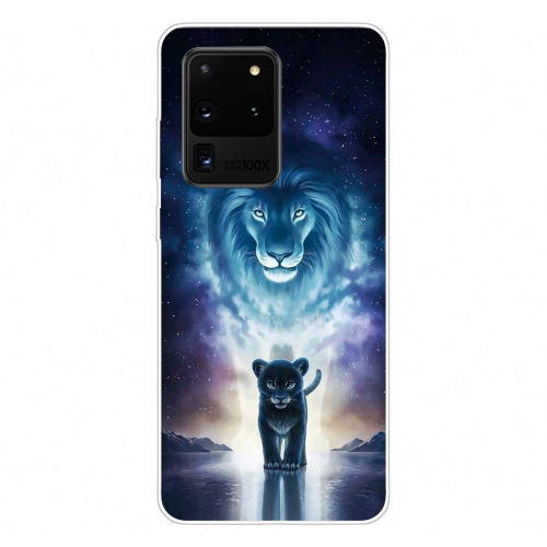 For Samsung Galaxy S20 Ultra Coloured Drawing Pattern Highly Transparent TPU Protective Case(Lion)