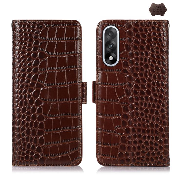 

For OnePlus Nord 5 / Ace 5 Ultra Crocodile Top Layer Cowhide Leather Phone Case(Brown)