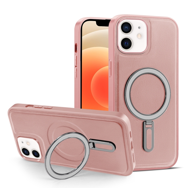 

For iPhone 12 / 12 Pro MagSafe Magnetic Holder Phone Case(Pink)