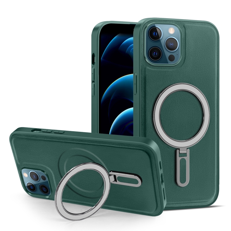 

For iPhone 12 Pro Max MagSafe Magnetic Holder Phone Case(Green)