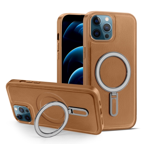 

For iPhone 12 Pro Max MagSafe Magnetic Holder Phone Case(Brown)