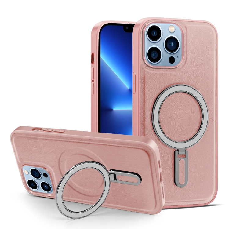 

For iPhone 13 Pro Max MagSafe Magnetic Holder Phone Case(Pink)