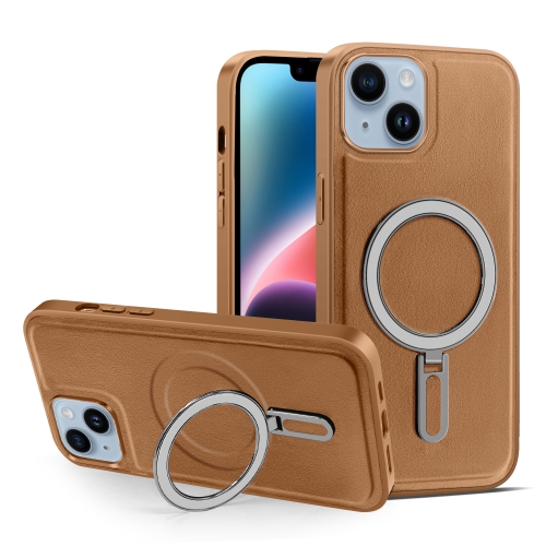 

For iPhone 14 Plus MagSafe Magnetic Holder Phone Case(Brown)