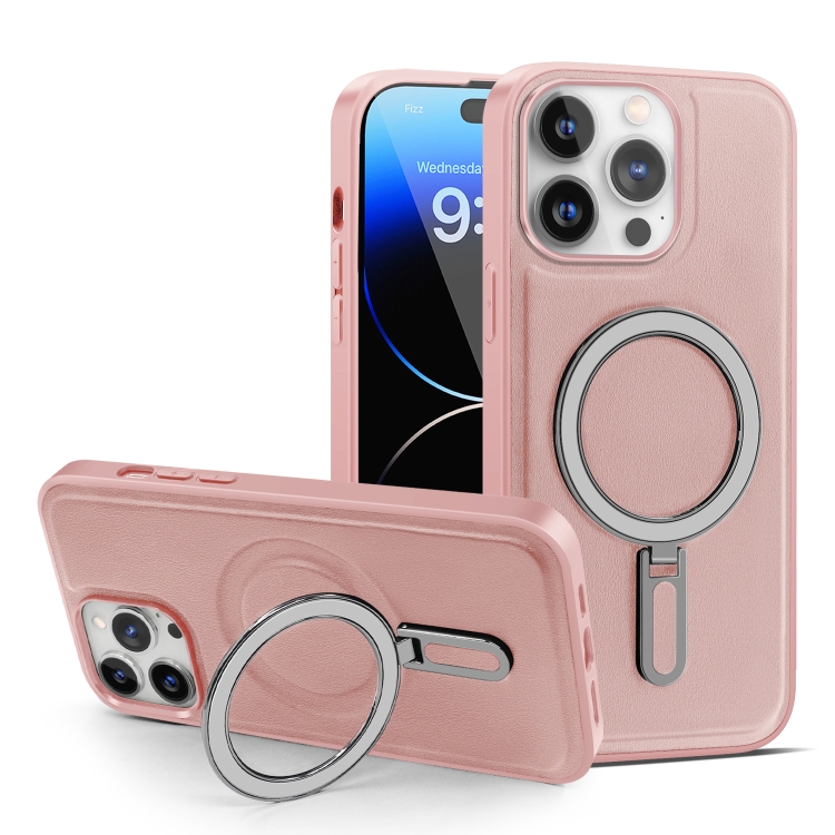 

For iPhone 14 Pro MagSafe Magnetic Holder Phone Case(Pink)
