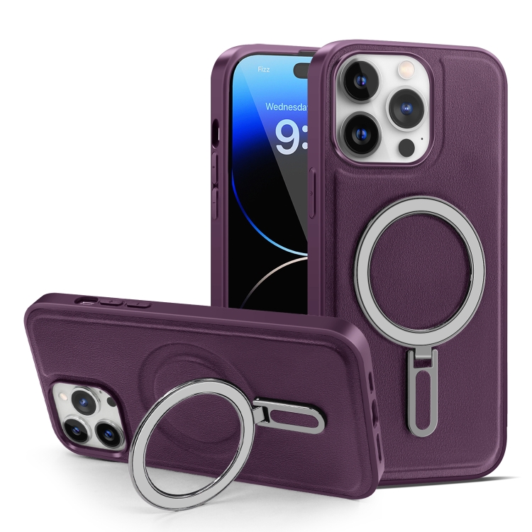 

For iPhone 14 Pro Max MagSafe Magnetic Holder Phone Case(Purple)