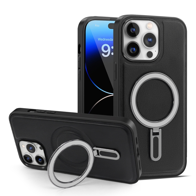 

For iPhone 14 Pro Max MagSafe Magnetic Holder Phone Case(Black)