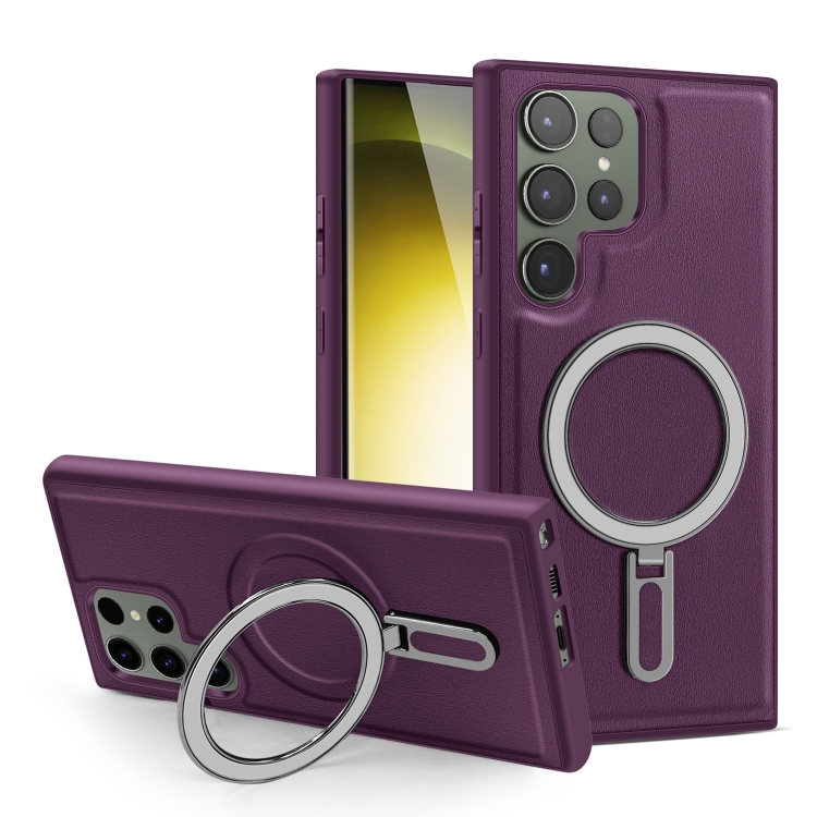 

For Samsung Galaxy S23 Ultra 5G MagSafe Magnetic Holder Phone Case(Purple)