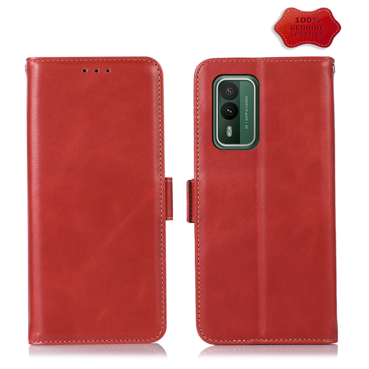 

For Nokia XR21 Magnetic Crazy Horse Texture Genuine Leather RFID Phone Case(Red)