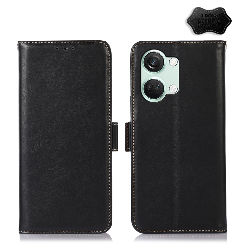 

For OnePlus Nord 3 / Ace 2V Magnetic Crazy Horse Texture Genuine Leather RFID Phone Case(Black)