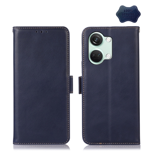 

For OnePlus Nord 3 / Ace 2V Magnetic Crazy Horse Texture Genuine Leather RFID Phone Case(Blue)