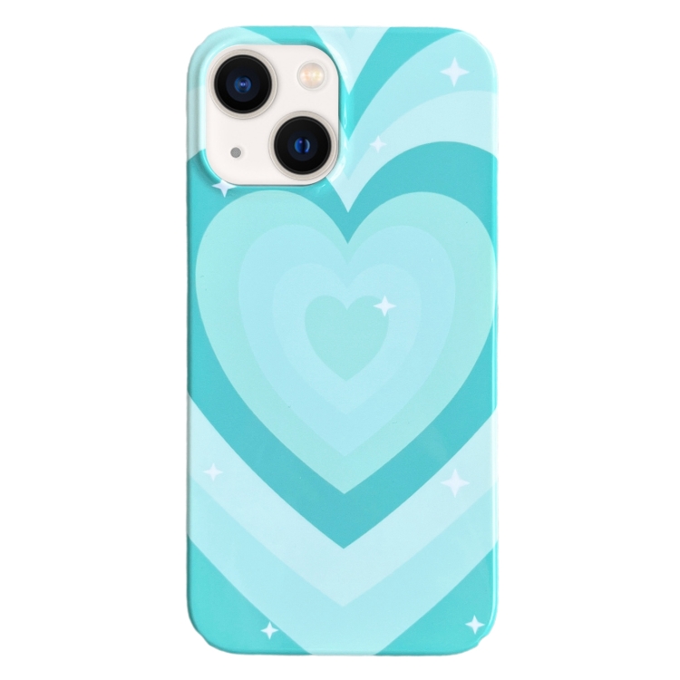 

For iPhone 14 Painted Pattern PC Phone Case(Green Love)