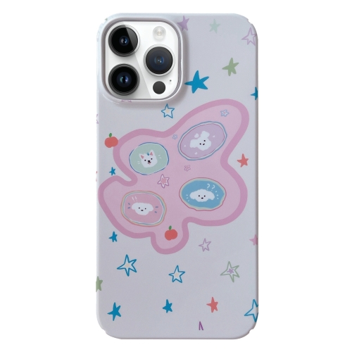 

For iPhone 14 Pro Painted Pattern PC Phone Case(Starry Dogs)