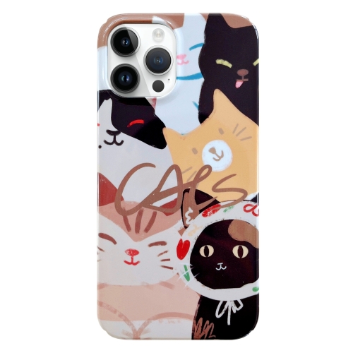 

For iPhone 14 Pro Painted Pattern PC Phone Case(Stacked Cats)