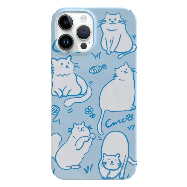 

For iPhone 14 Pro Painted Pattern PC Phone Case(Funny Cat)