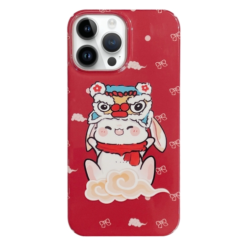 

For iPhone 14 Pro Painted Pattern PC Phone Case(Bunny Red)