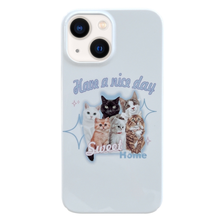 

For iPhone 14 Plus Painted Pattern PC Phone Case(SWEET Cats)
