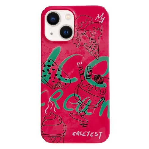 For iPhone 14 Plus Painted Pattern PC Phone Case(Ice Cream Cone) for iphone 15 pro painted pattern pc phone case blue
