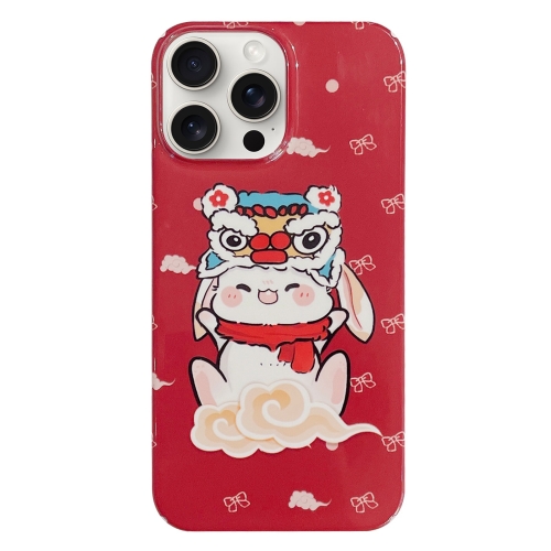 

For iPhone 15 Pro Painted Pattern PC Phone Case(Bunny Red)