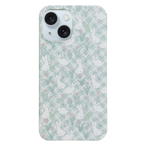 

For iPhone 15 Painted Pattern PC Phone Case(Tulip Bunny)