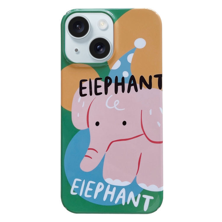 

For iPhone 15 Painted Pattern PC Phone Case(Elephant)