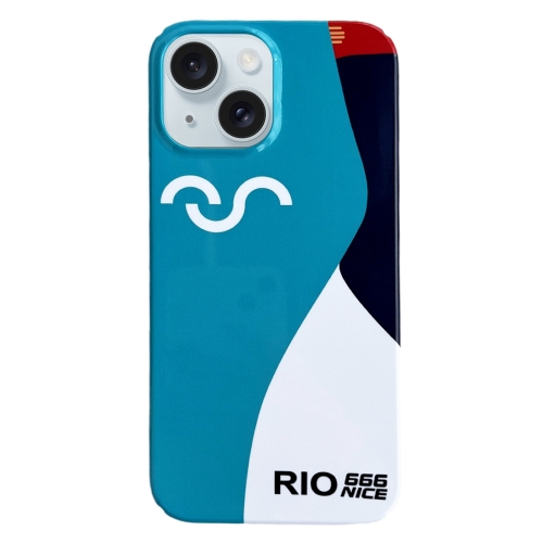 

For iPhone 15 Painted Pattern PC Phone Case(Contrasting Blue)