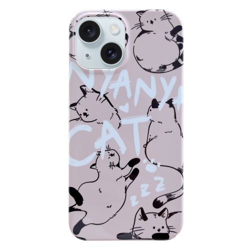 

For iPhone 15 Painted Pattern PC Phone Case(CATs)