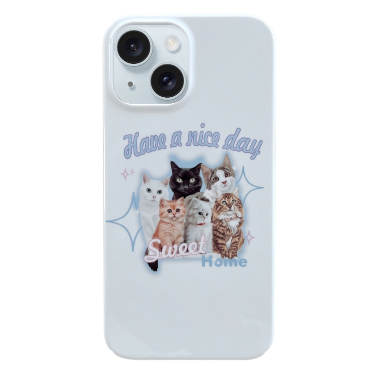 

For iPhone 15 Plus Painted Pattern PC Phone Case(SWEET Cats)