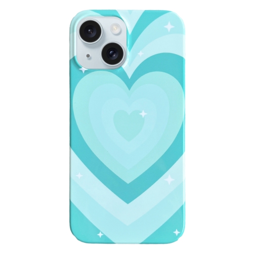 For iPhone 15 Plus Painted Pattern PC Phone Case(Green Love) for iphone 15 plus painted pattern pc phone case green love