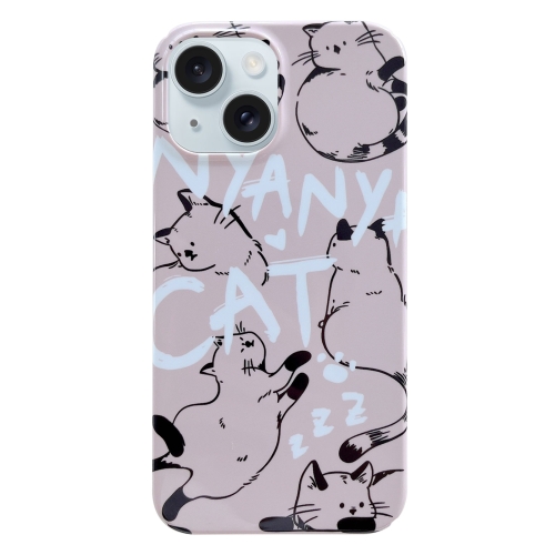 

For iPhone 15 Plus Painted Pattern PC Phone Case(CATs)
