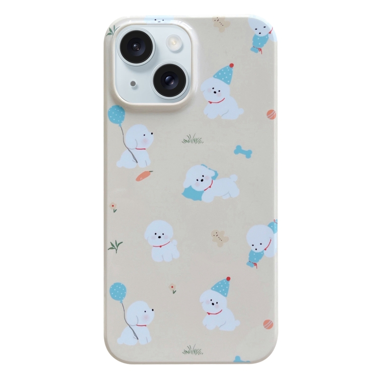 

For iPhone 15 Plus Painted Pattern PC Phone Case(Milk Yellow Dog)
