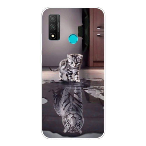 For Huawei P Smart 2020 Coloured Drawing Pattern Highly Transparent TPU Protective Case(Cat Tiger)