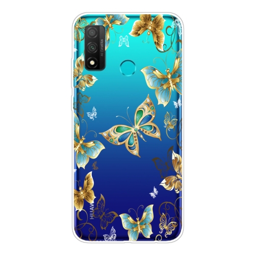 For Huawei P Smart 2020 Coloured Drawing Pattern Highly Transparent TPU Protective Case(Golden Butterfly)