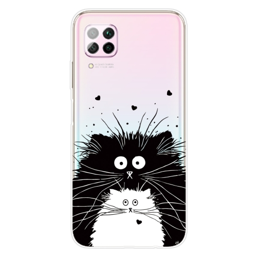 For Huawei P40 Lite Coloured Drawing Pattern Highly Transparent TPU Protective Case(Black White Rat)