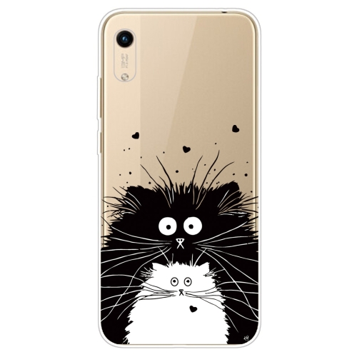 For Huawei Y5 (2019) Coloured Drawing Pattern Highly Transparent TPU Protective Case(Black White Rat)