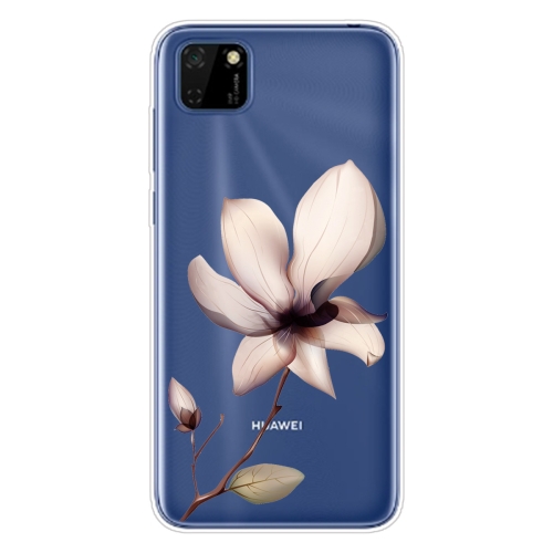 For Huawei Y5p (2020) Coloured Drawing Pattern Highly Transparent TPU Protective Case(Lotus)