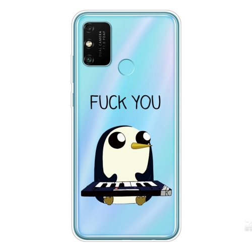 For Huawei Honor 9A Coloured Drawing Pattern Highly Transparent TPU Protective Case(Penguin)