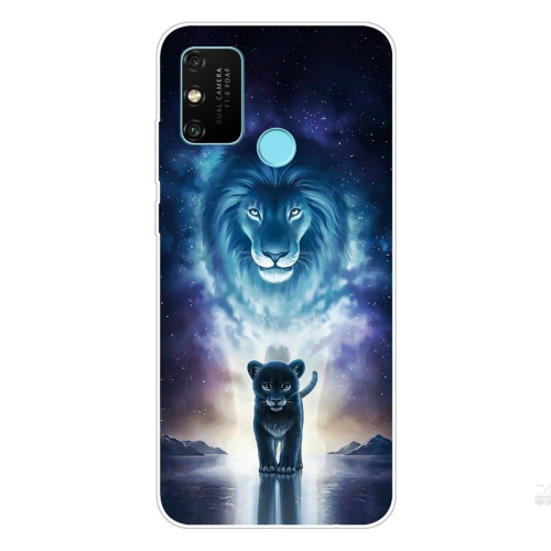 For Huawei Honor 9A Coloured Drawing Pattern Highly Transparent TPU Protective Case(Lion)