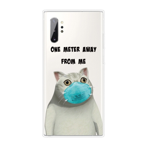 For Samsung Galaxy Note 10+ Coloured Drawing Pattern Highly Transparent TPU Protective Case(Mask Cat)