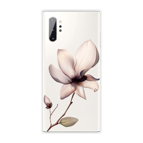 For Samsung Galaxy Note 10+ Coloured Drawing Pattern Highly Transparent TPU Protective Case(Lotus)