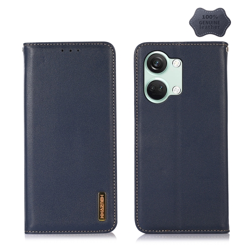

For OnePlus Nord 3 / Ace 2V KHAZNEH Nappa Top Layer Cowhide Leather Phone Case(Blue)
